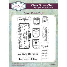 Taylor Made Journals - Clear Stamp Set - French Fabric Tags