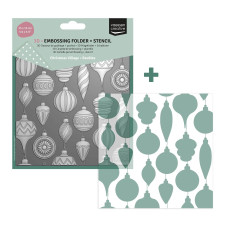Vaessen Creative - 3D Embossing Folder + Stencil - Christmas Baubles