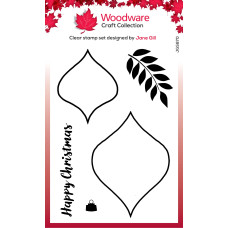 Woodware Clear Singles - Paintable Baubles Peardrops Stamp Set