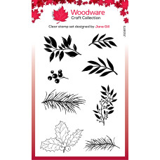 Woodware Clear Singles - Paintable Shapes Leafy Sprigs Stamp Set